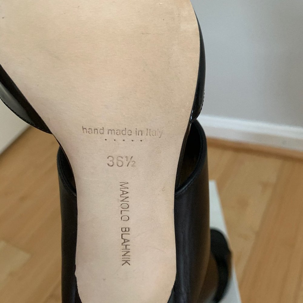 Manolo Blahnik Leather Ripta Mule Heel NWT - Picture 9 of 10